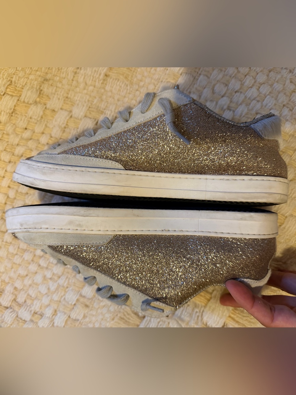 💫💫P448 Women’s Glitter Low-Top Sneakers in Champagne/light pink!!!!! - Picture 5 of 6
